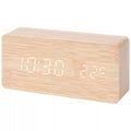 Wood Grain Voice Activated Digital Alarm Clock with Adjustable Brightness